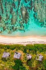 Fototapeta premium Palmar beach on the east coast, Indian Ocean, Mauritius Island. Palmar beach with turquoise sea and beautiful white sandy beach, Mauritius Island.