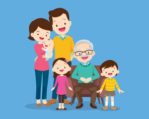 Big happy multi-generational family siblings relatives portrait