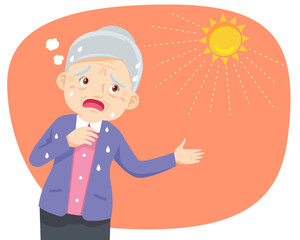 elderly thirsty from heat of the summer sun