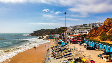 Amazing view of town Olhos de Agua in Albufeira, Algarve, Portugal. Coastal view of town Olhos de...