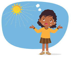 girl thirsty from heat of the summer sun