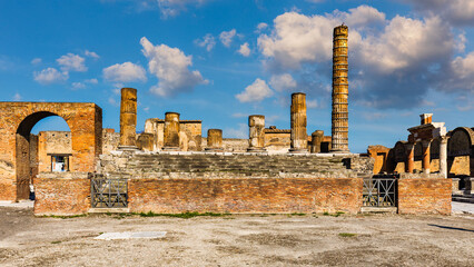 Ancient ruins of Pompei city (Scavi di Pompei), Naples, Italy. View of ancient city of Pompeii,...