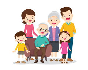 Big happy multi-generational family siblings relatives portrait