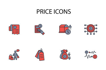 Price icon set.vector.Editable stroke.linear style sign for use web design,logo.Symbol illustration.