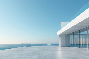 Fototapeta premium Modern buildings by the lake.Empty architectural background.