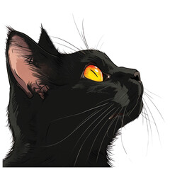 Funny cat Illustration. Black Cat Silhouette. Funny Cat. Isolated Illustration AI. 