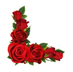 Fotobehang Rozen Red rose flowers in a corner floral arrangement isolated on white or transparent background  © Ortis