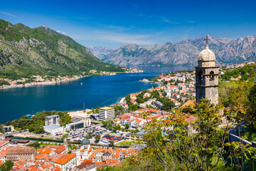 View of the old town of Kotor, Montenegro. Bay of Kotor bay is one of the most beautiful places on...