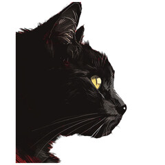 Funny cat Illustration. Black Cat Silhouette. Funny Cat. Isolated Illustration AI. 