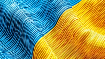 Corrugated cotton texture in blue and yellow.