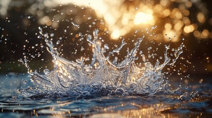 Naklejka premium A splash of water creates a beautiful, sparkling effect