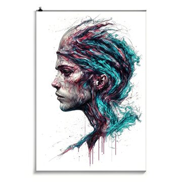 Poster of mad male scientis on a white background