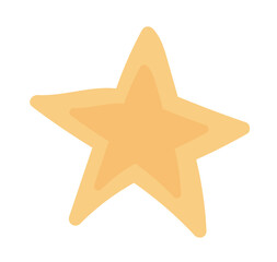 Gold star in flat design. Cute shiny yellow symbol of success and award. Vector illustration isolated.