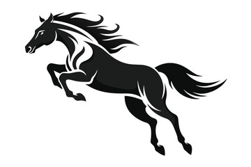 Jumping horse vector black white background