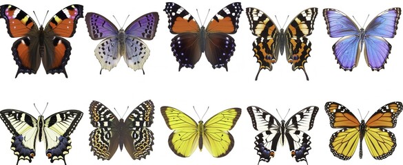 Obraz premium Realistic Butterflies in Various Colors and Shapes 