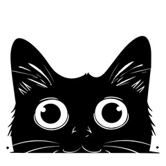Funny cat Illustration. Black Cat Silhouette. Funny Cat. Isolated Illustration AI. 