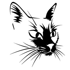 Funny cat Illustration. Black Cat Silhouette. Funny Cat. Isolated Illustration AI. 