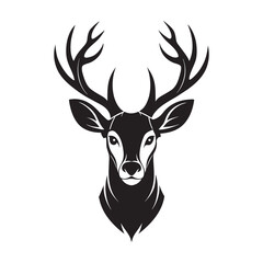 vector silhouette of deer head with antlers isolated 