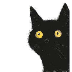 Funny cat Illustration. Black Cat Silhouette. Funny Cat. Isolated Illustration AI. 