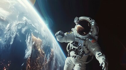 astronaut floating in space with the earth in the background