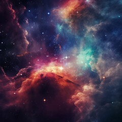 Fototapeta premium Abstract and Colorful space galaxy cloud nebula background wallpaper generative AI