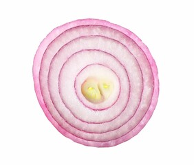 Slice of fresh onion isolated on white