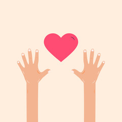 Obraz premium Illustration of hands reaching for a heart symbol