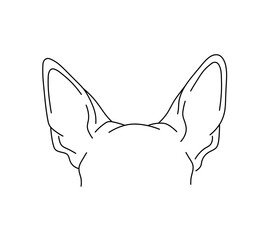 Vector isolated dog top of the head with ears  colorless black and white contour line easy drawing