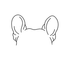Vector isolated dog puppy top of the head with ears  colorless black and white contour line easy drawing