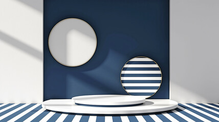 Nautical stripes mock up podium or pedestal display a Nautical stripes  patterns, backgrounds