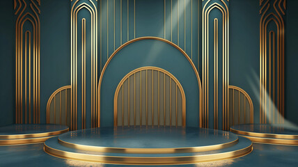 Deco  mock up podium or pedestal display a backgrounds