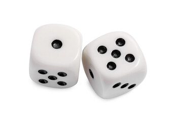 Two dices isolated on white. Game cubes