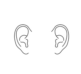 Vector isolated two pair human ears symmetrical  colorless black and white contour line easy drawing