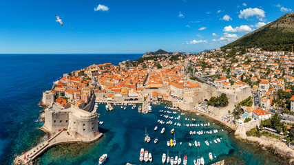 Dubrovnik a city in southern Croatia fronting the Adriatic Sea, Europe. Old city center of famous...