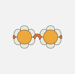 Orange daisy-shaped sunglasses with white petals