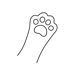 Vector isolated cat paw with pads doodle colorless black and white contour line easy drawing