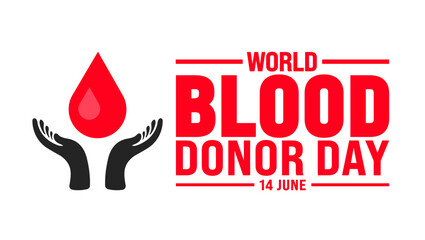 14 June is World Blood Donor Day background template. Holiday concept. use to background, banner, placard, card, and poster design template with text inscription and standard color. vector