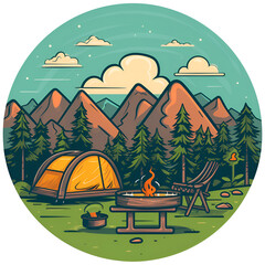 
Camping symbol logo drawing. Generative AI