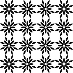 Seamless black floral pattern on white background