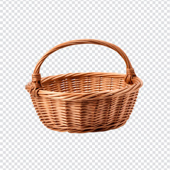Obraz premium Wicker basket isolated on transparent background with clipping path