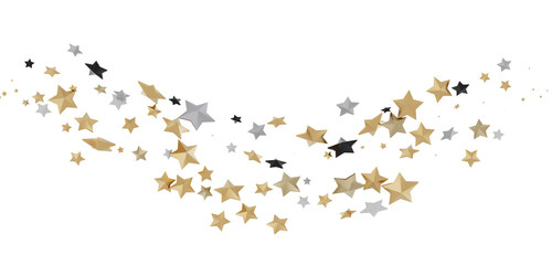 Heavenly Showers: 3D Gold Stars Rain Illustration Transcends Imagination