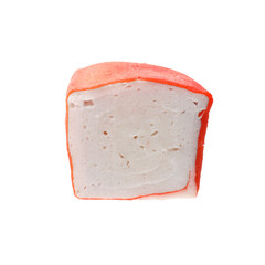 Piece of tasty crab stick isolated on white