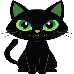 Cartoon funny cat isolated on white background