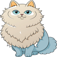 Cartoon funny cat isolated on white background