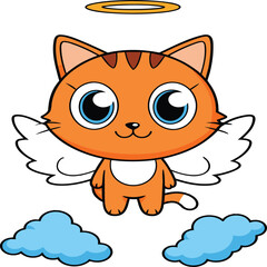 Cartoon funny cat isolated on white background
