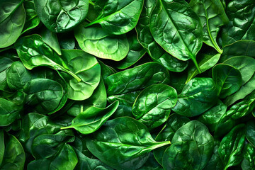 Herbs background top view green fresh spinach leaves. Vegetarian menu, vegan store catalogue, vegan presentation, flat lay style. Healthy detox vitamin texture, vegetarian food close up, copy space.