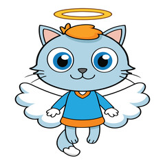 Cartoon funny cat isolated on white background