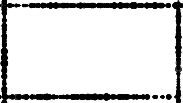 Black frame rectangle transition animation with circles pattern shapes. Modern moving geometrical shapes. Social media, for advertisements, presentations	
