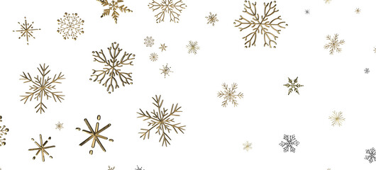 Snowflake Storm: Astonishing 3D Illustration of Descending Festive Snowflakes
