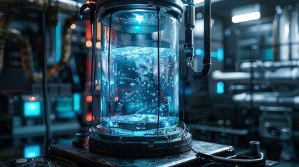 Two glass containers filled with blue water